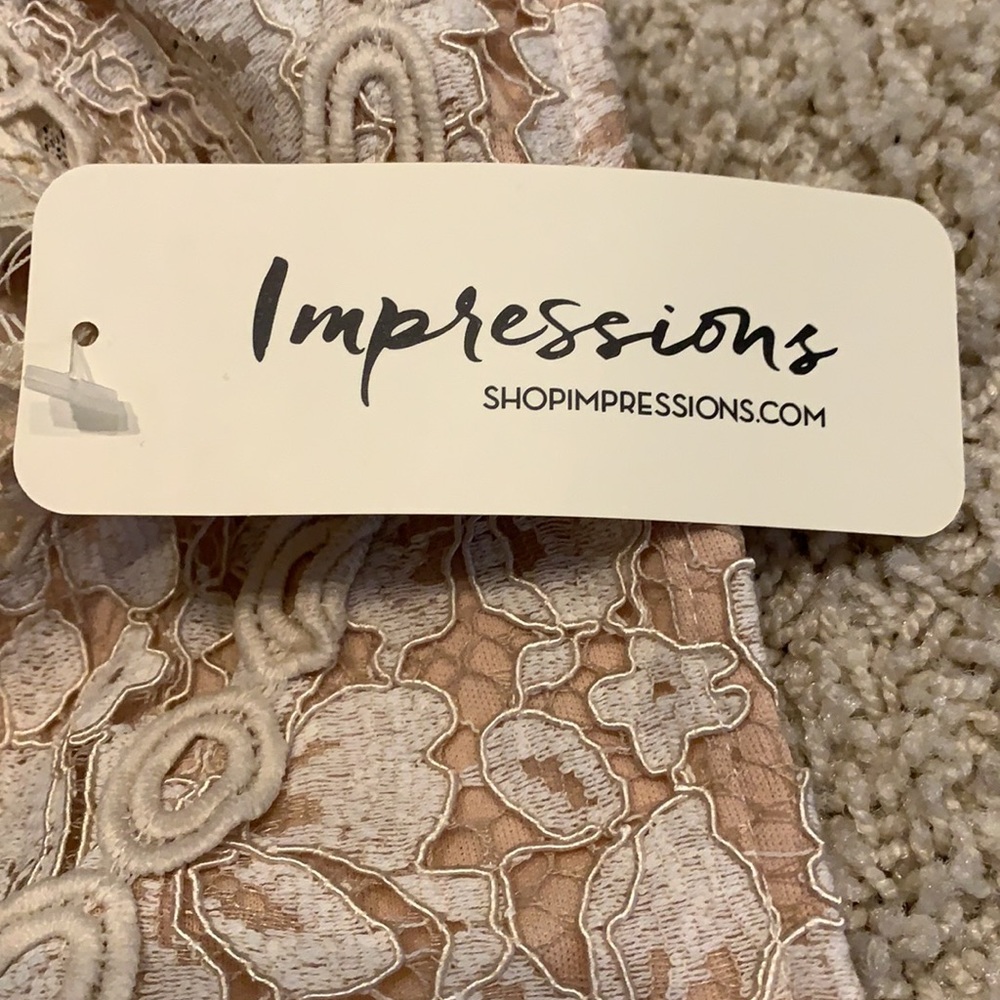 πHP 7/5!πImpressions Small Champagne Lace Formal Cocktail Party Dress - Picture 8 of 9